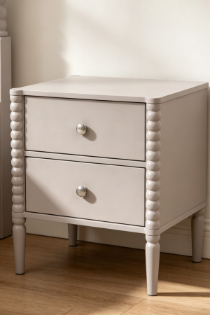 19.69"W 2-Drawer Nightstand Silver Handles Kashmir MDF